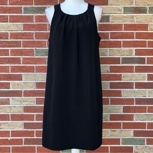 Oleg Cassini Pleated Round Neck Black Sleeveless Mini Dress 👗